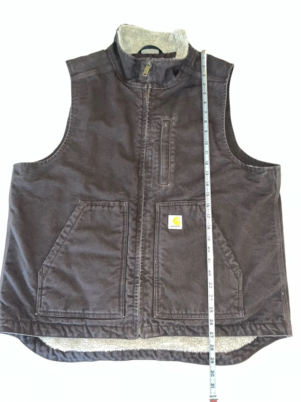 Carhartt Men’s Sherpa Lined Mock Neck Vest Dark Brown Size L - Picture 12 of 12